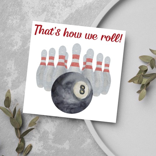 Ten pin bowling birthday card - pin,