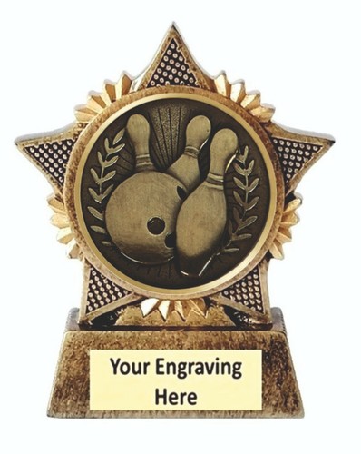 Ten pin bowling trophy star - ten,