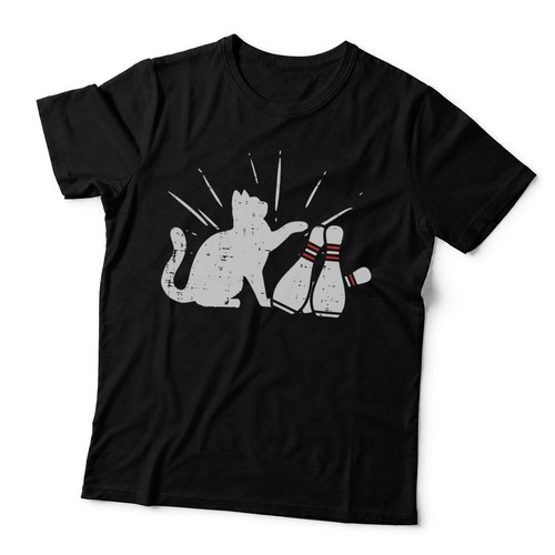 Cat tipping bowling pins fun - cat,