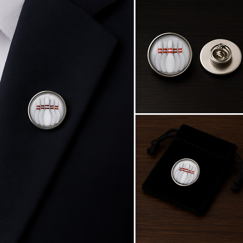 Bowling skittles lapel pin - bowling,