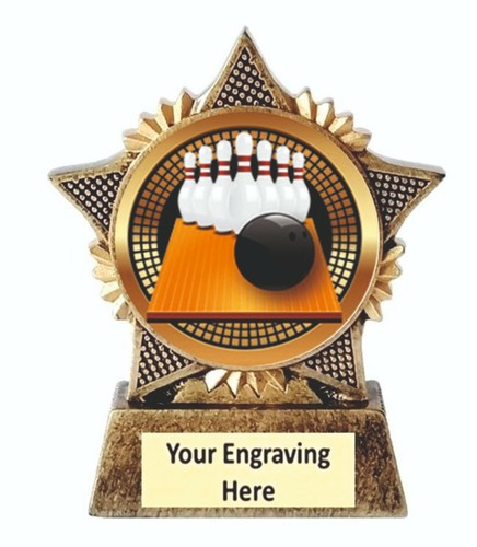 Ten pin bowling trophy star - trophy,