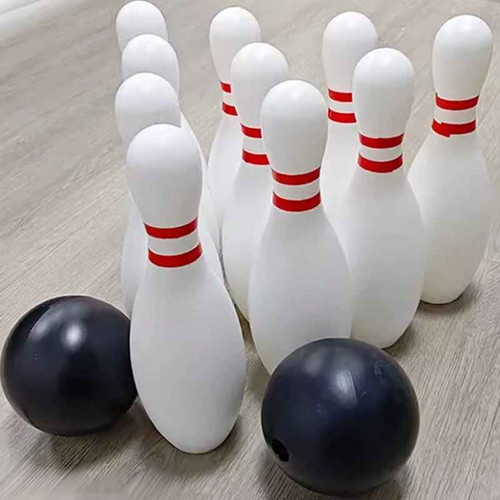 White plastic bowling set - plastic,