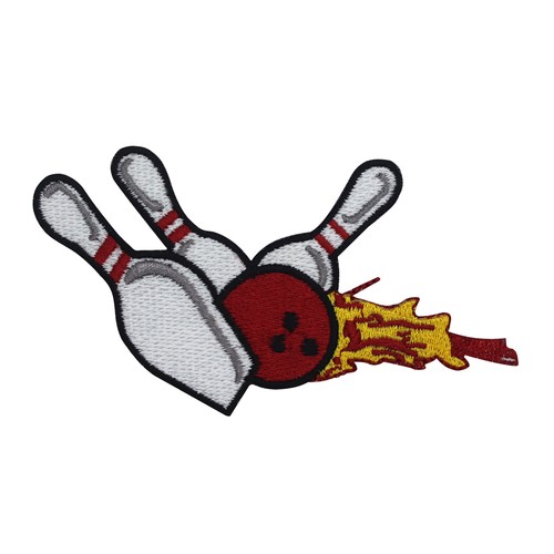 Bowling pins logo iron sew - logo, on